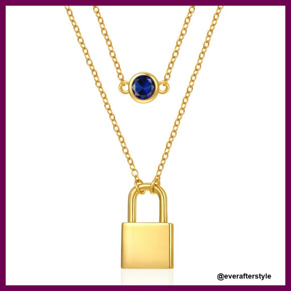 14K Gold Plated Lock Pendant Necklace Elegant Minimal Chic Birthday Gift